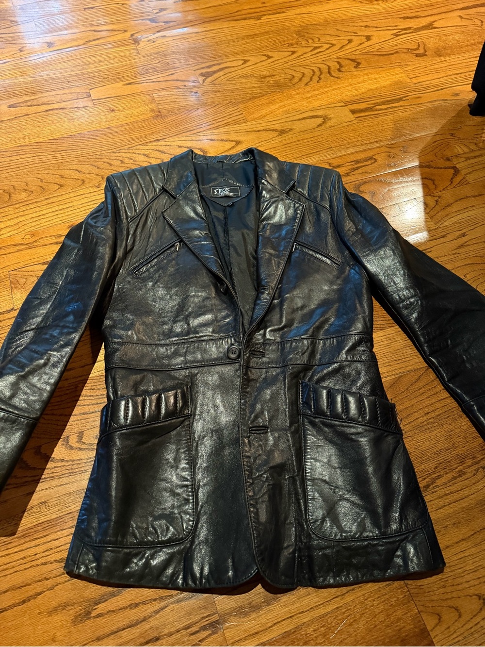 Women's Black Leather Blazer Jacket